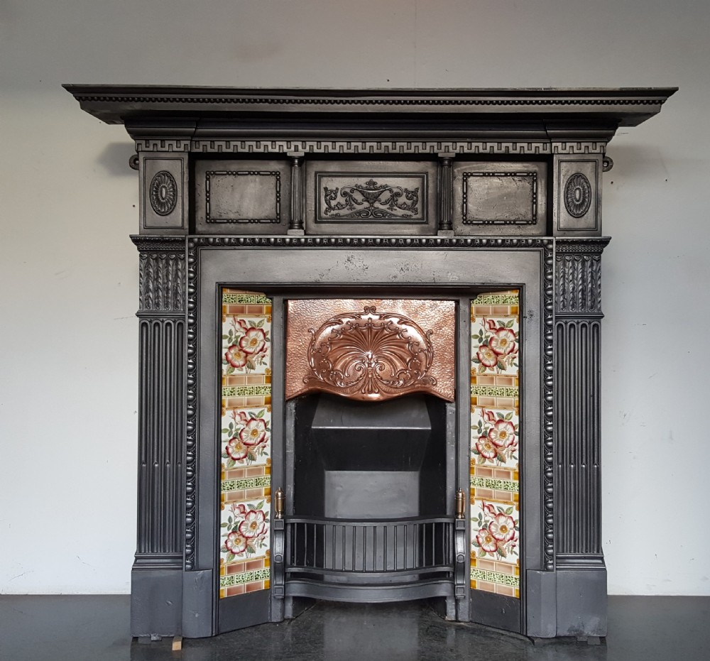 victorian cast iron tiled fireplace