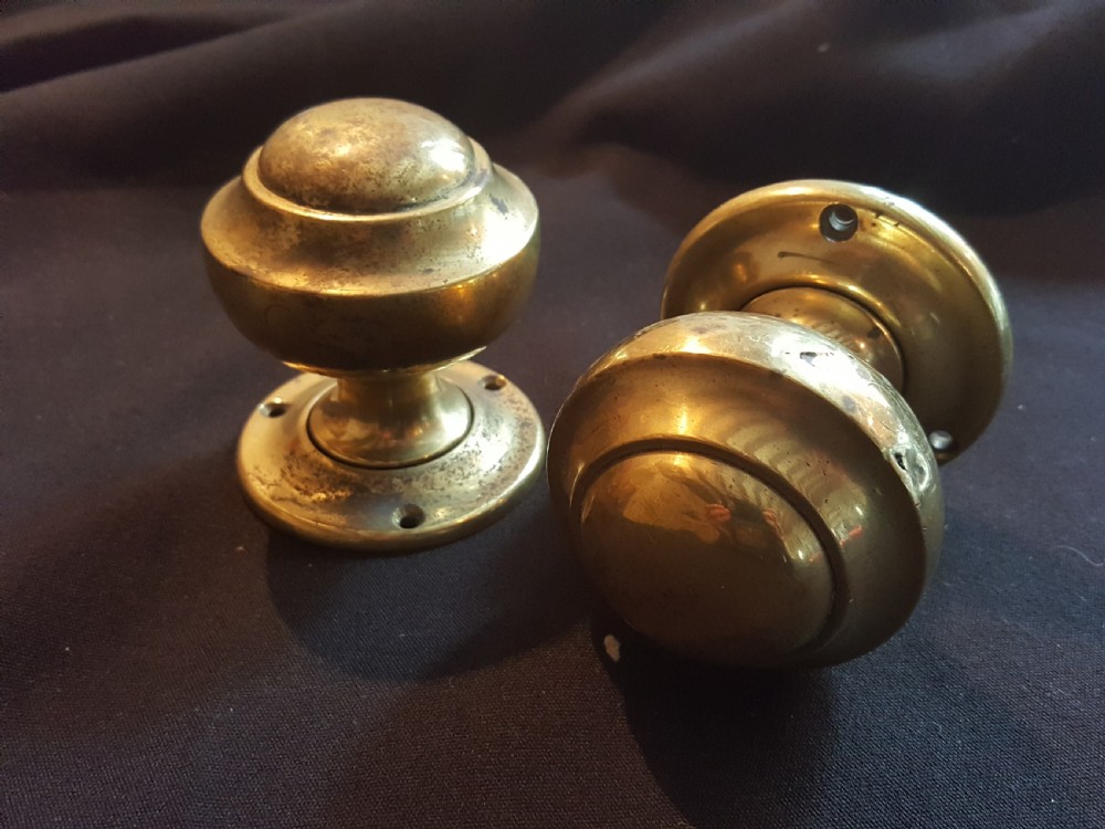 pair of georgian brass door knobs