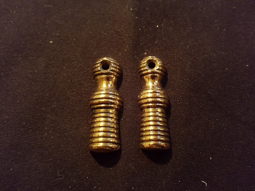 sa017 pair of brass beehive key escutcheons