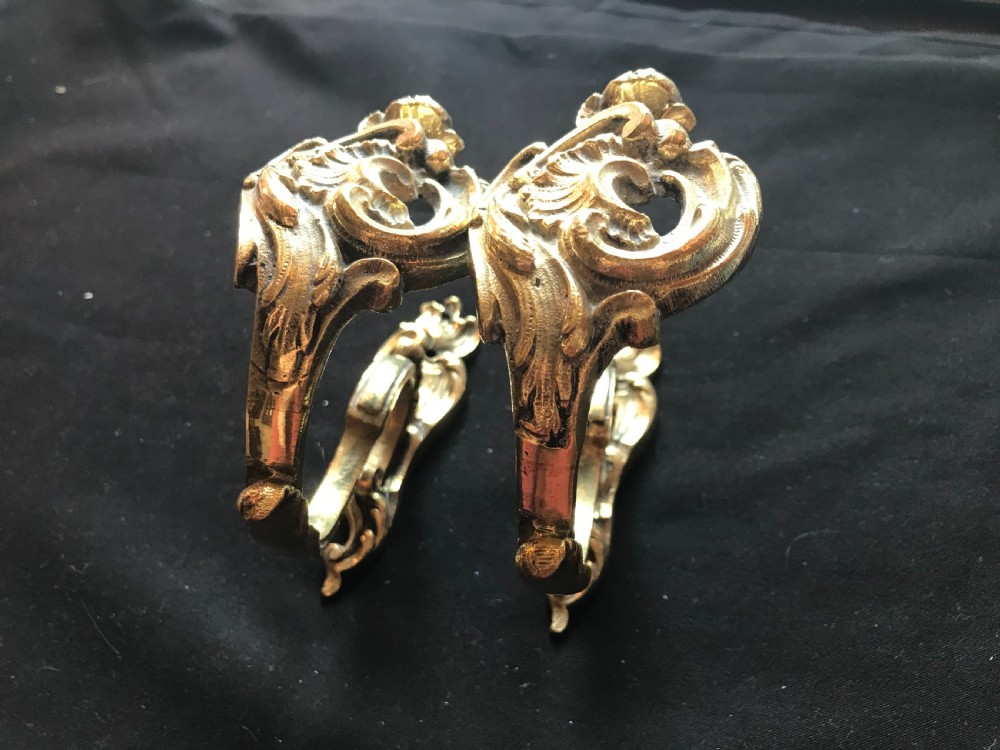 sa060 pair of french baroque brass curtain tie backs