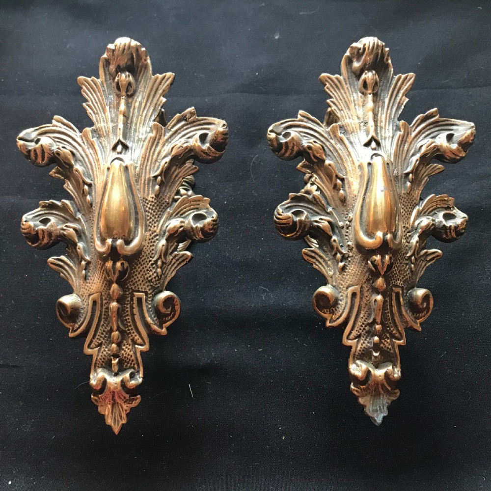 pair of french victorian baroque brass curtain tie backs