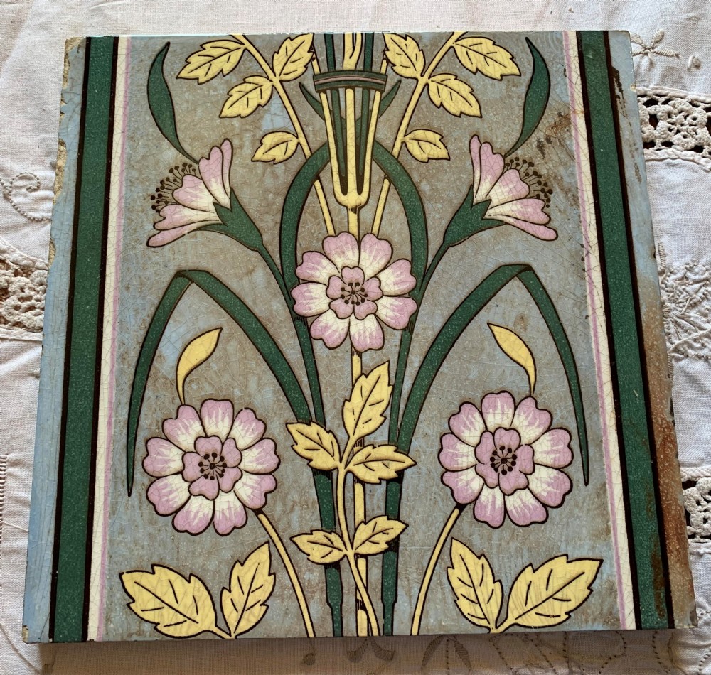 one minton stoke on trent floral victorian encaustic tile